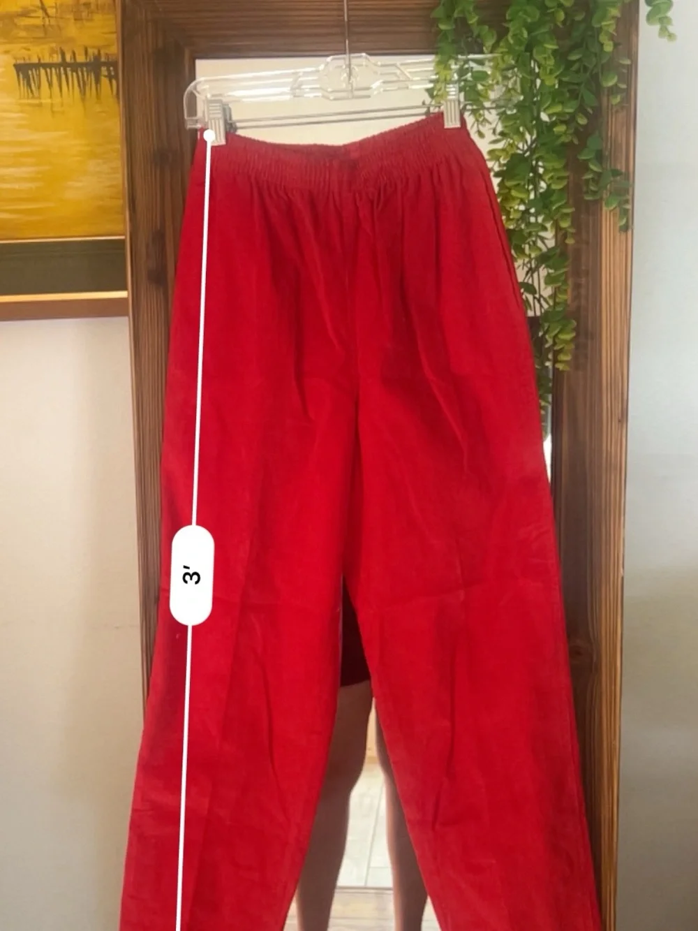 Vintage Japanese Red corduroy Elastic-Waist Pants